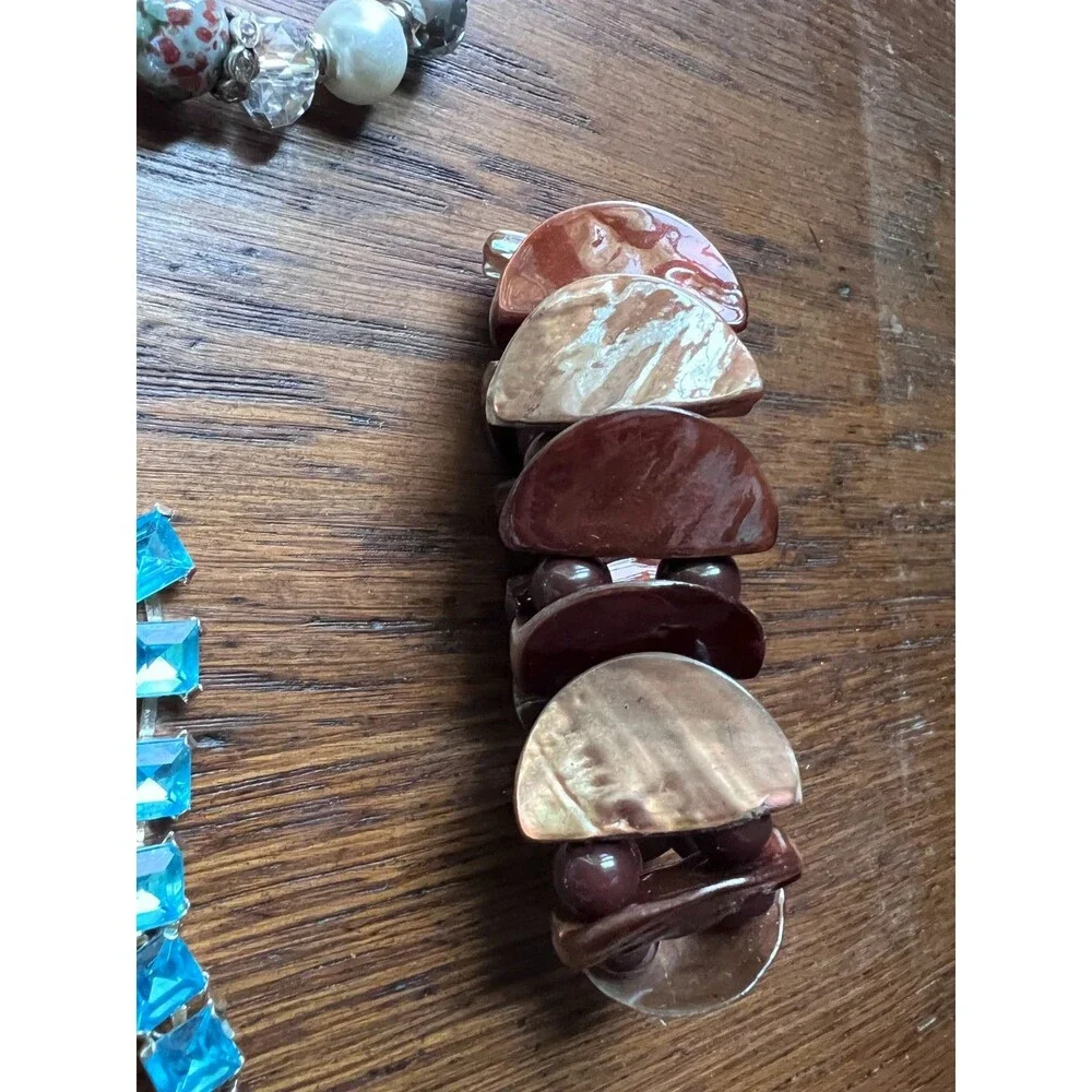 Lot of 9 Bracelets -  Multi-color Stretch and Clasp Beads Stones
